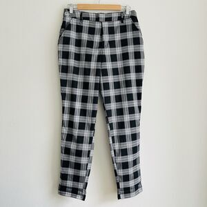 Hot Topic Black + White Plaid Pants Elastic Size L Corporate Goth Punk Skate